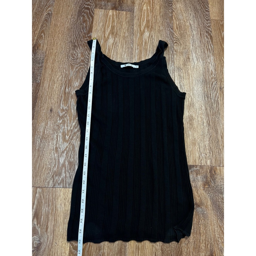 T by Alexander Wang Womens Tank Top Black L Ribbed Knit Scoop Neck Sleeveless - Picture 4 of 5